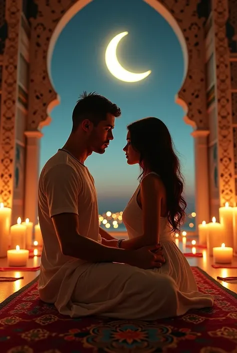 A picture of Cristiano Ronaldo and Georgina in a Ramadan atmosphere