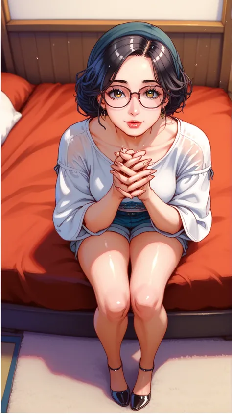  ((hidden hand )), ((Hiding my hands behind)), ((anime texture    )), ((anime filter)), ((   Anime capture   )),  Alone, Glasses of the Soul   , \(( screenshot de anime )), , , score_9, score_8_above, score_7_above, BREAK best aesthetic     , high-res,   m...