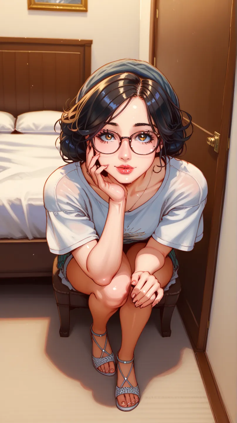  ((hidden hand )), ((Hiding my hands behind)), ((anime texture    )), ((anime filter)), ((   Anime capture   )),  Alone, Glasses of the Soul   , \(( screenshot de anime )), , , score_9, score_8_above, score_7_above, BREAK best aesthetic     , high-res,   m...