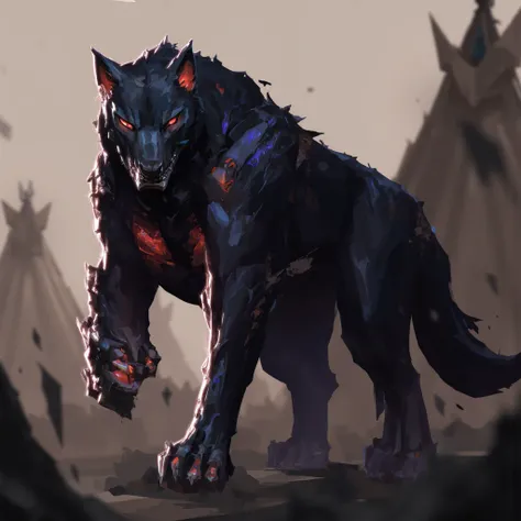 Black Wolf with Red Eyes Tipi video game Valorant
Make the wolf bigger and more muscular