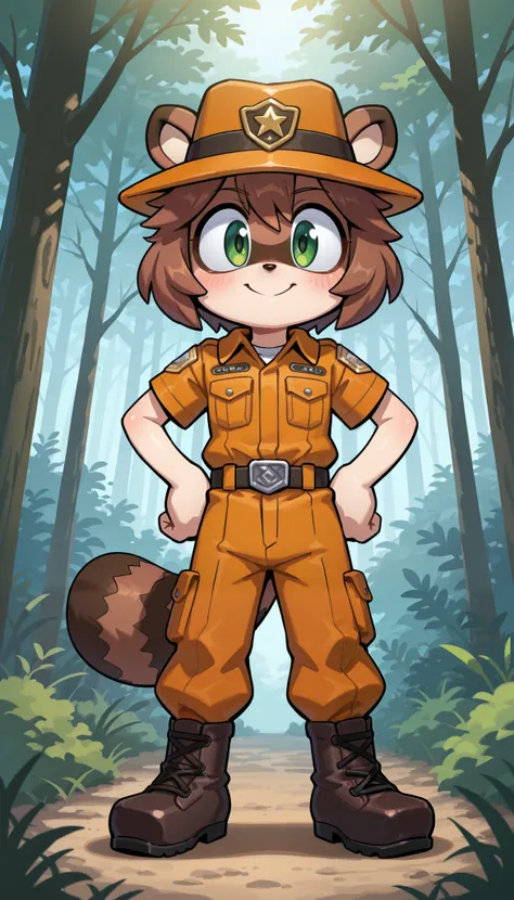 score_9, score_8_up, score_7_up, 1boy, solo, masterpiece, best quality, amazing quality, very aesthetic, absurdres, source furry, furry shota, raccoon boy, green eyes, raccoon body fur, dark brown hair, spiky bangs, spiky short hairstyle, raccoon ears, rac...