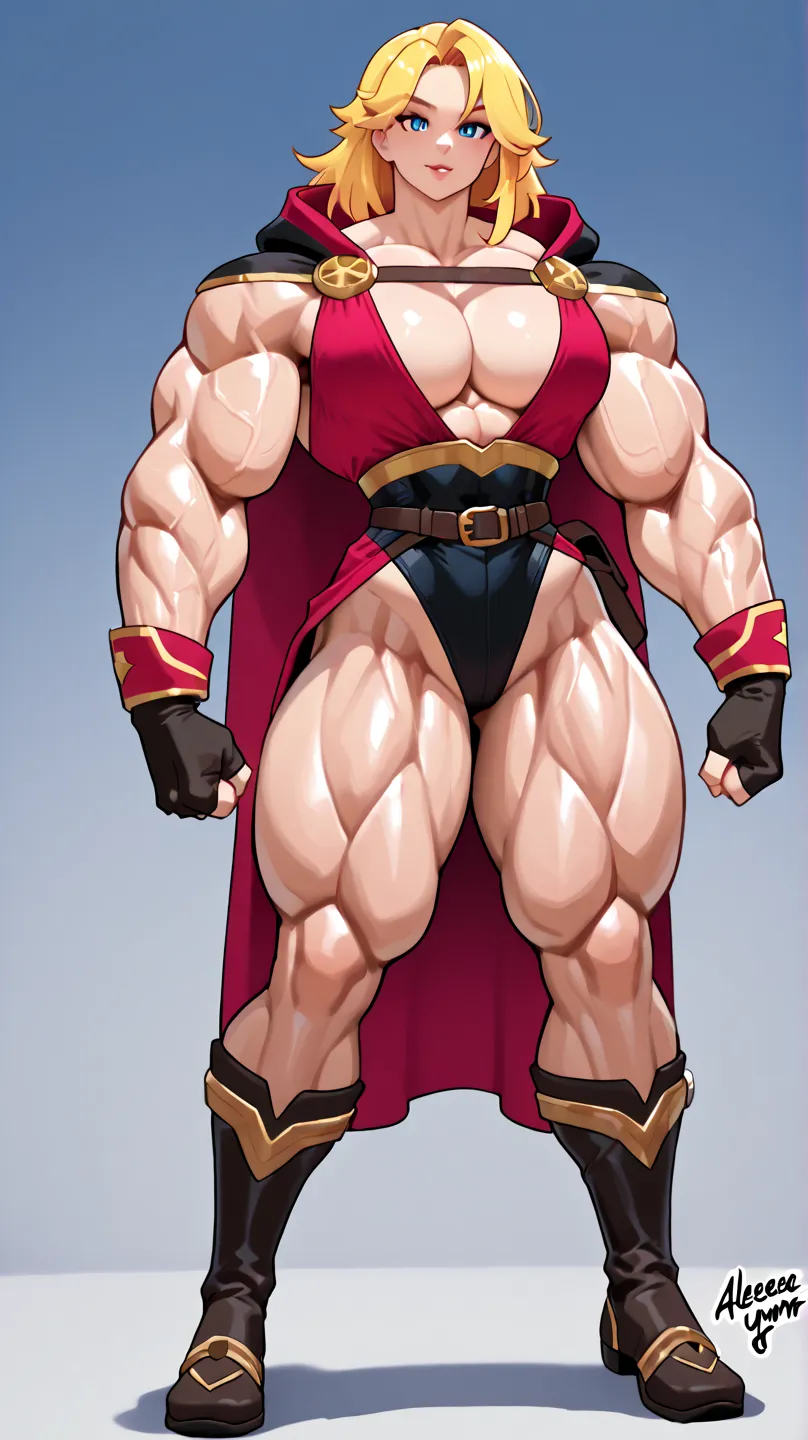 ((Fullbody view)), (Meisterwerk), ( beste Qualität) ( muscular: 1.6),  , (geäderter Körper: 1.4), ((beautiful muscular woman)) on fantasy setting, she is very muscular and beautiful, massive bulging musculature, she wears glittering fantasy robes, she flex...