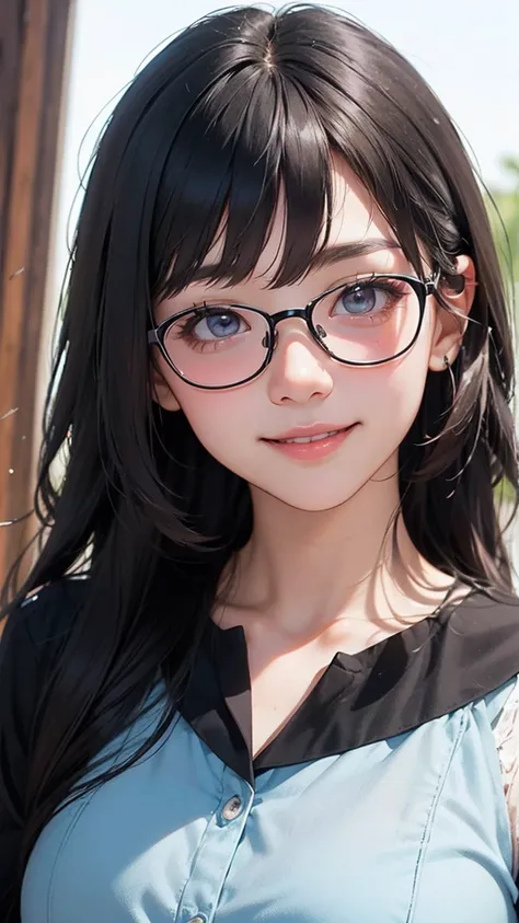 ((Best Quality)), ((傑Best Quality、masterpiece、High sensitivity、High Resolution、detailed description、Draw a delicate face)) Slender Woman、glasses、thin eyebrows、With a kind smile、 happy expression 、Graduation Ceremony、