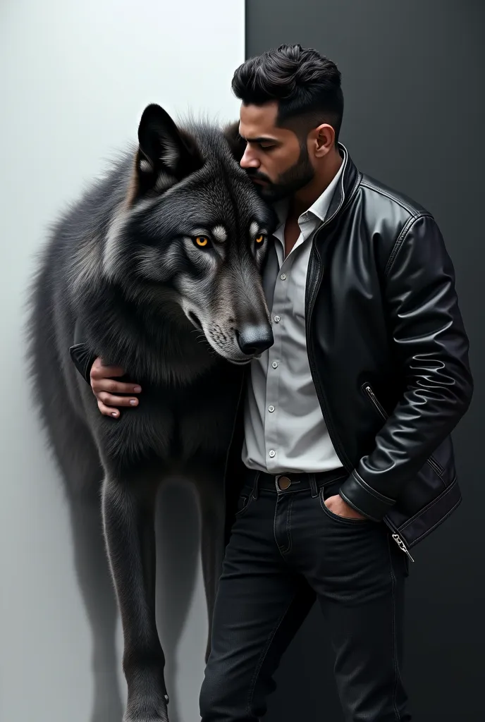 In top write werewolf romance story
تhen at the end of the picture write by S.ت.
في المنتصف اكتب سلسلة Mate: زوجته الهندية
الخلفية يجب أن تكون مزيج من الأسود والأبيض.
تhere should be a black wolf on the white side and an Indian man with shirt and black jea...