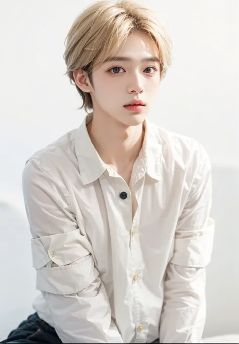 Ulzzang boy cute cute and beautiful with big eyes and pompous lips with white skin 