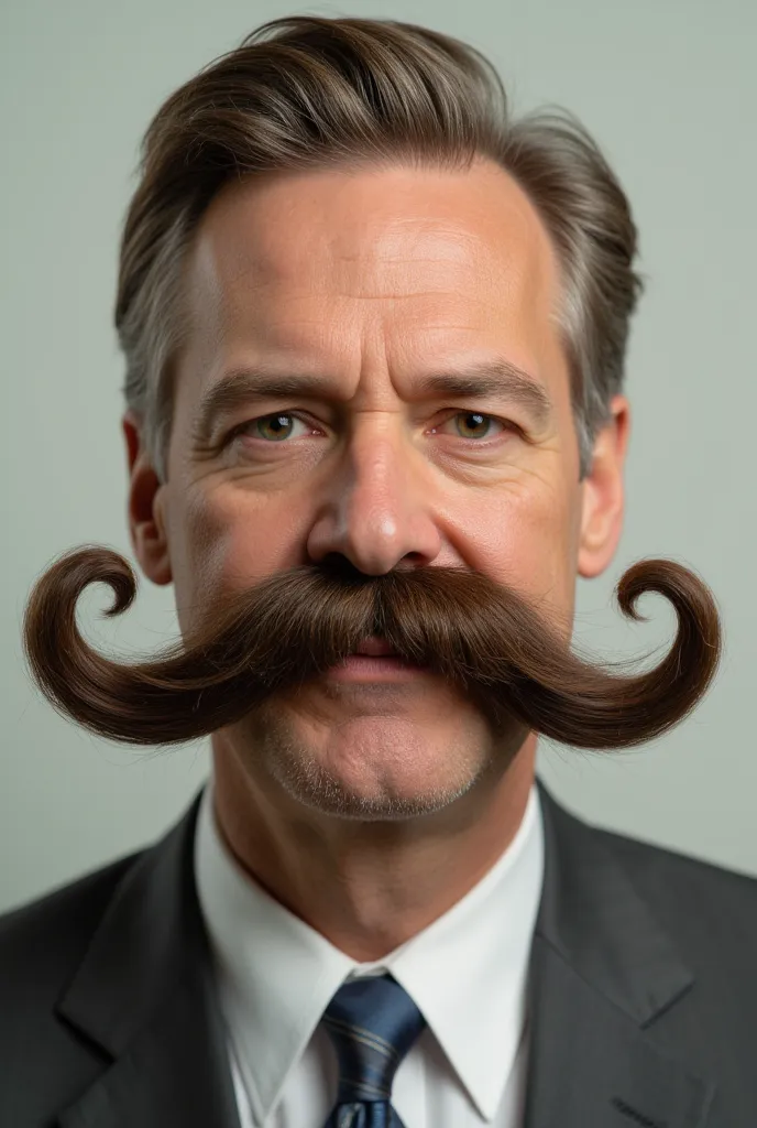 A man with an exaggerated mustache with a big mustache