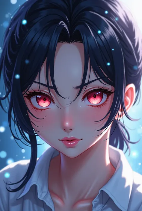 anime fierce look but beautiful girl with enchanting background close up look unto face