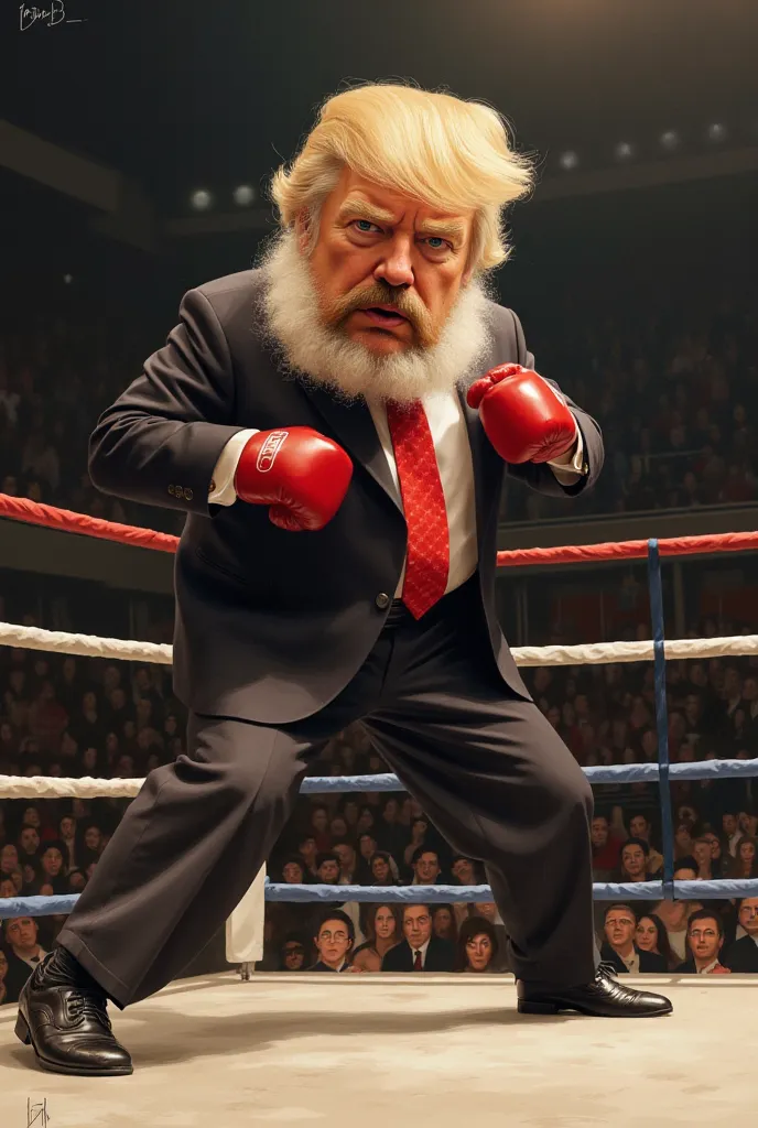 Marx caricature as Trump returns at boxing match 