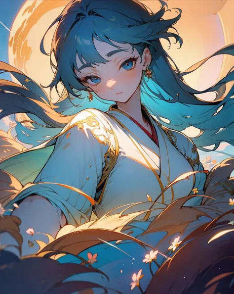 ,   rough stroke animation   ,  gorgeous kimono,A majestic goddess appears  ,  awe-inspiring ., 、  Delicate feather details   ,  ,    The Goddess and her surroundings々 wrapped in bright light   ,  where light from another world is mixed  . The scene is bea...