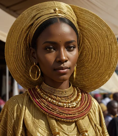 (style of [Ilya Kuvshinov:Alessio Albi:0.5]:1.5) (friendly endearing expression, cinematic establishing shot:1.2), (Layered Depth, Soft focus foreground:1.2),  [[[SkinDetail HairDetail]]] [Nubian:West African:0.5] theme, a majestic young Nubian woman stand...