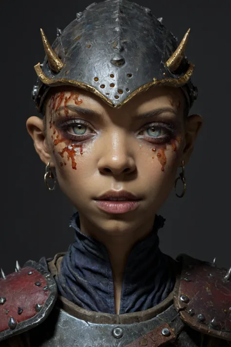 (Dnd Gate Guard), in medieval armor, expressionless, (close-up portrait), cinematic,  multicolor , natural skin textures ,  Hyperrealistic ,  in detail,чрезвычайно  in detail,high contrast,realistic,realistic wet skin,extremely intricate details,Anatomical...