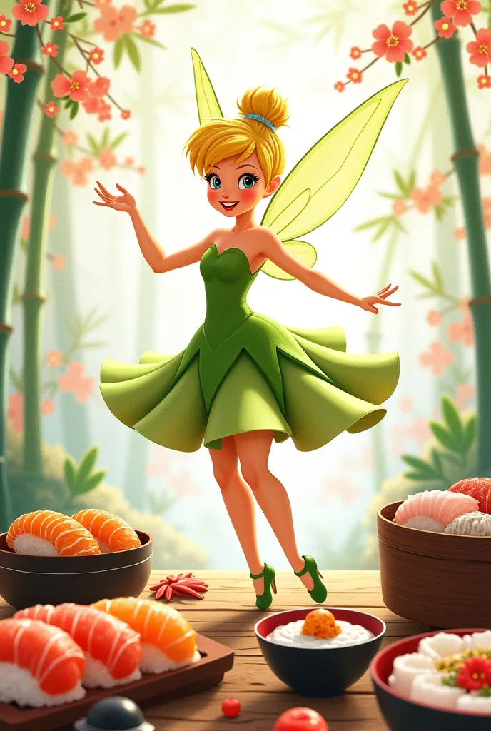 The Tinker Bell fairy spins rolls (Japanese cuisine)