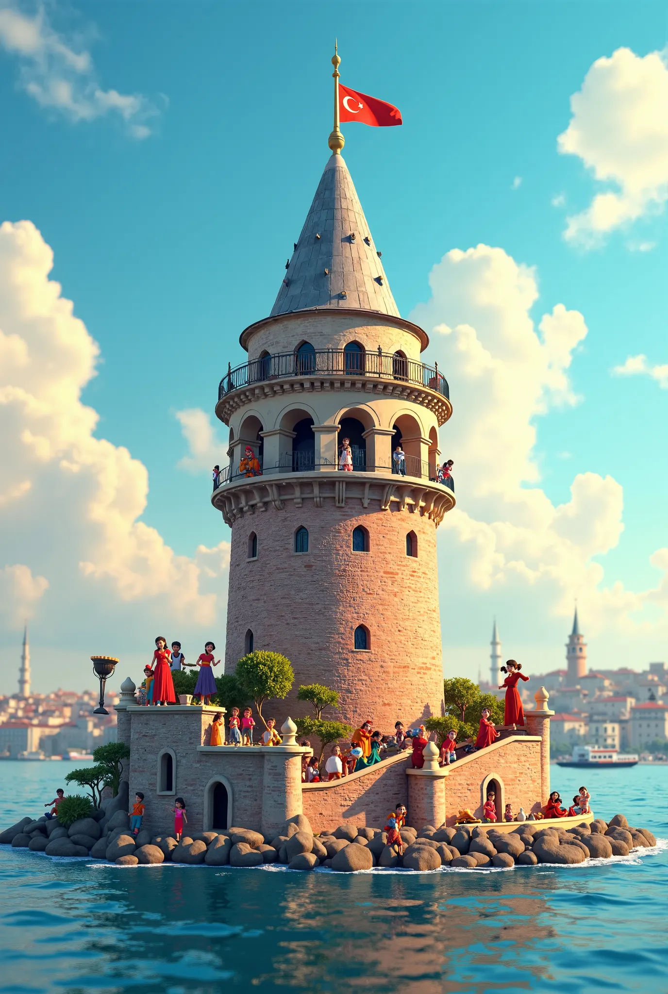 Istanbul Girls Tower Animation Unmanned Video
