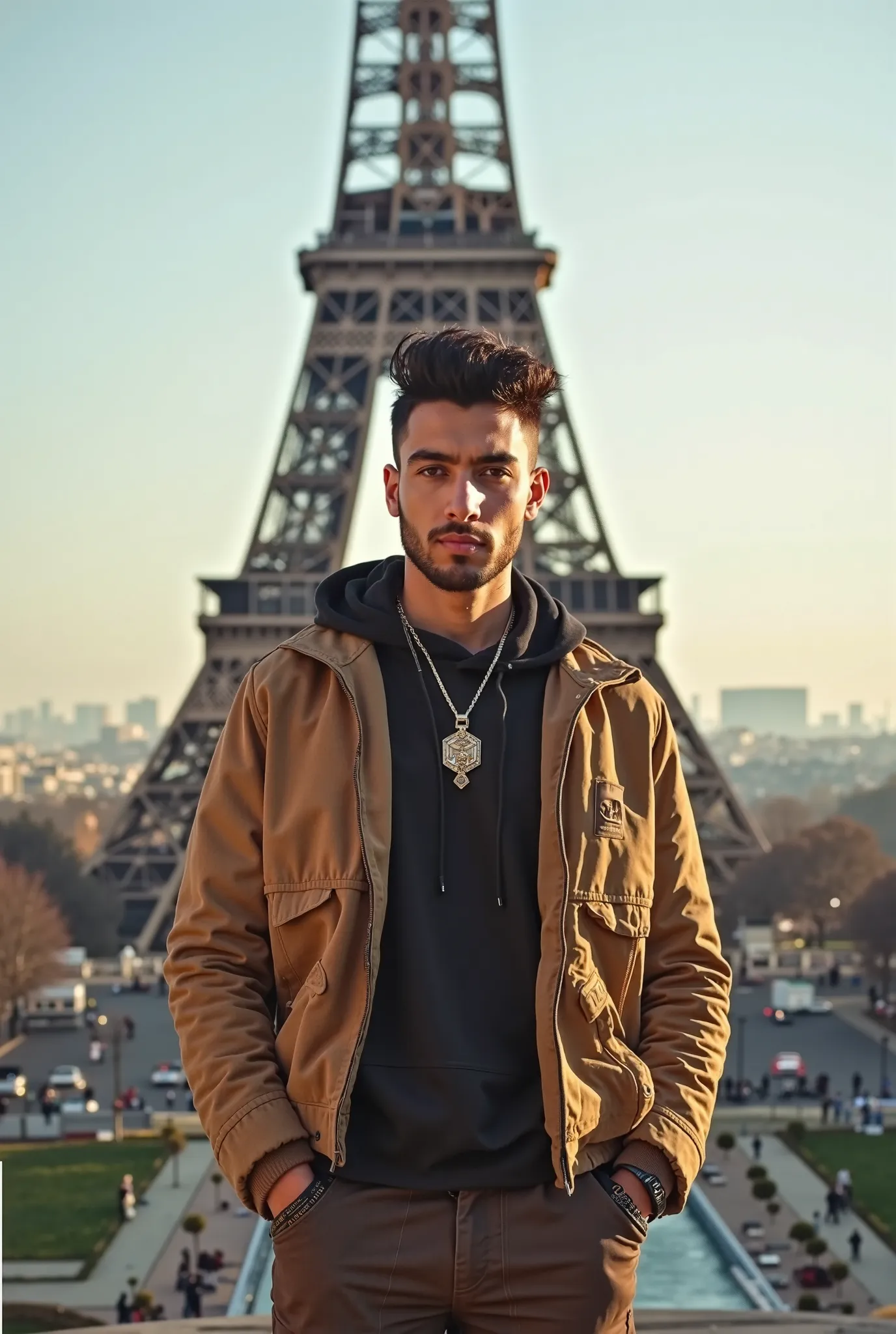 A 25-year-old Turkish rapper ready from the Eiffel Tower