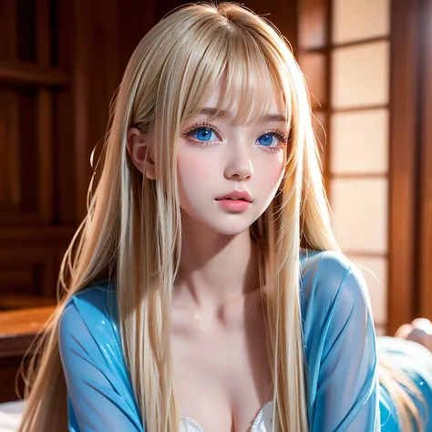 A beautiful girl with super long blond hair and bright light blue eyes is taking pictures, Gorgeous young age model ,  portrait of Sophie Mudd , Beautiful girl model,  cute beautiful girl , とてもBeautiful youngい女の子,  showing off her chest , beautiful girl, B...