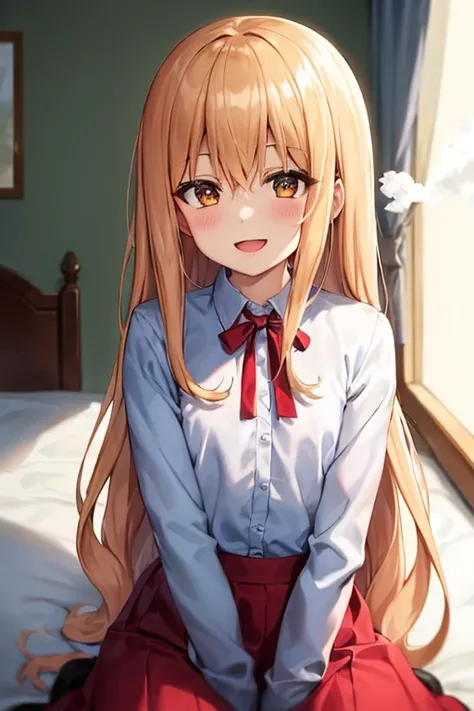 ((Best Quality)), ((masterpiece)), (be familiar with), perfect face, indoors, bedroom, viewer,
One woman, Earthen floor filling,
open mouth, steam clouds drift, blush, smile,
 small tits, flat chest, Young girl,  lori,  ,  girl,
long hair, long hair,
 open...