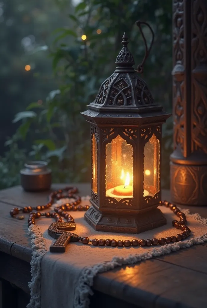 Rosary and a lantern 