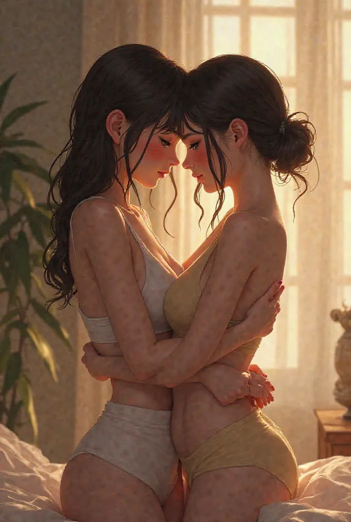 2 15-year-old girls hugging naked