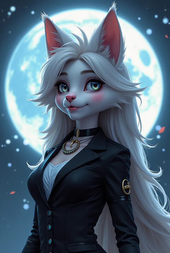 1. Style Furry et Anthropomorphique :

Le personnage est une louve anthropomorphe avec des cheveux long.

Son pelage détaillé, ses yeux brillants et son sourire bienveillant rappellent le style des illustrations furry de haute qualité.



2. Esthétique Sci...