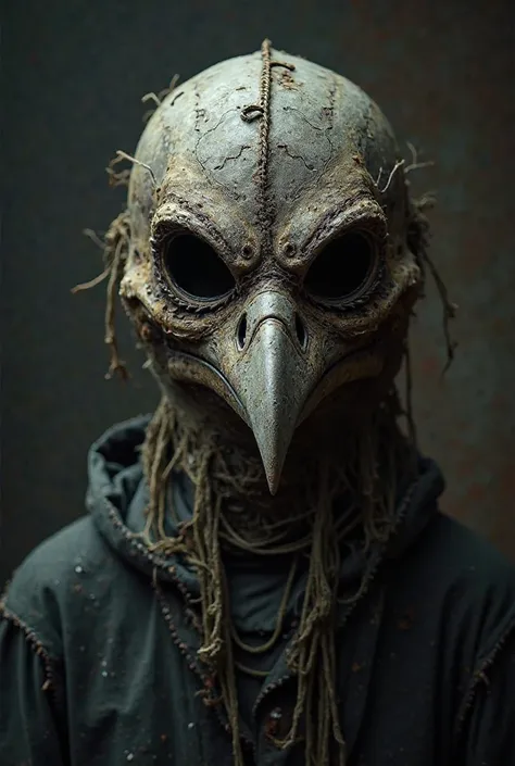 Bird mask with thick fabric texture inspired by evil and creepy scarecrow