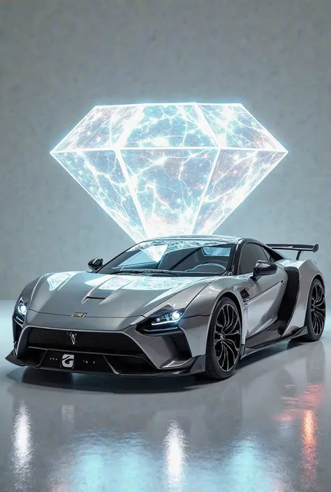 The expensive car has a diamond behind it and the inscription GTA5 under the car