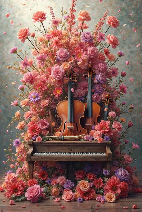 Musical instruments with flower explosion 