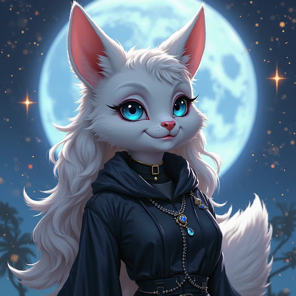 1. Style Furry et Anthropomorphique :

Le personnage est une louve anthropomorphe avec des cheveux long, pelage blanc

Son pelage détaillé, ses yeux brillants et son sourire bienveillant rappellent le style des illustrations furry de haute qualité.



2. E...