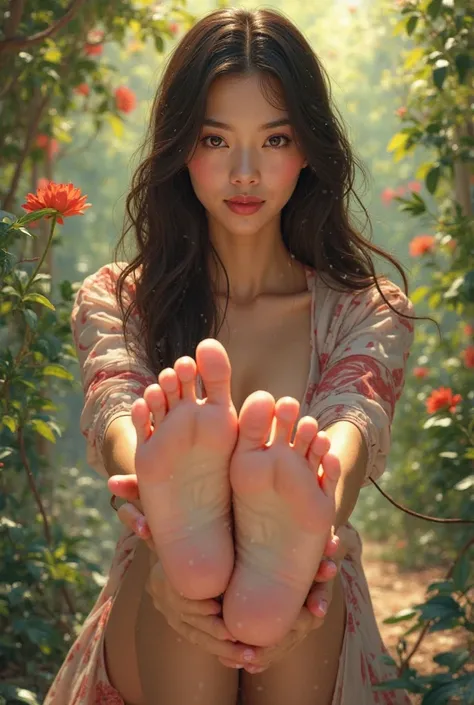 Growing asian woman feet
