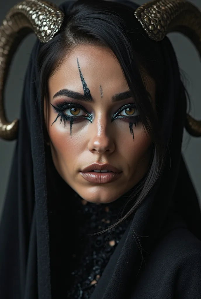 Women's goat makeup to wear with black clothes 