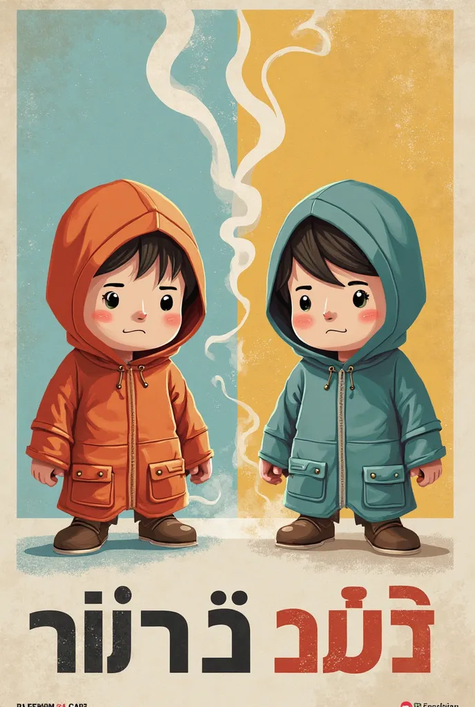 An awareness poster showing a person who, in hood, does not smoke and grows up healthy, and another person who smokes from a young age and grows up in poor health. The poster includes the message: "لا تضيّع صحتك وحياتك".