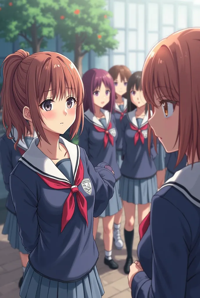 10 girls, long shot, best quality, full hd, school uniform, good eyes