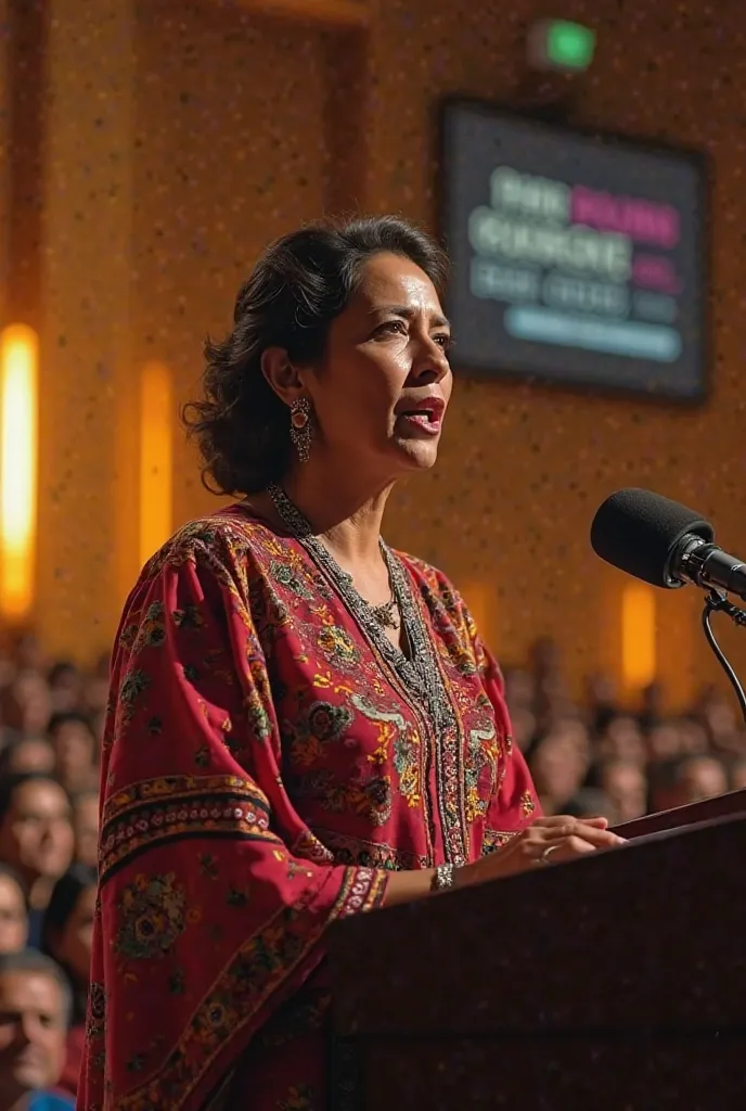 Mexican woman giving women's conference 