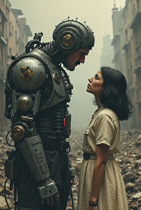 Hitler cyborg fighting Anne frank