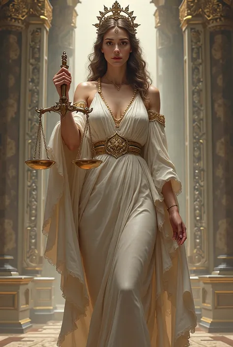 Goddess of justice holds the scales