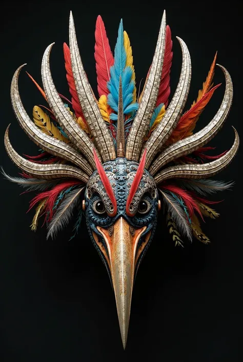 Hornbill homicidal headdress with 7 bills and Kokomo feathers