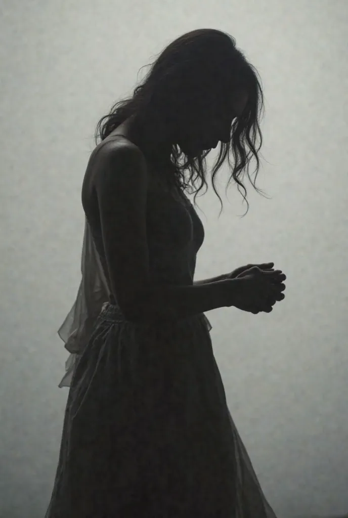 Silhouette of a heartbreaking woman for March 8 that the background is gray