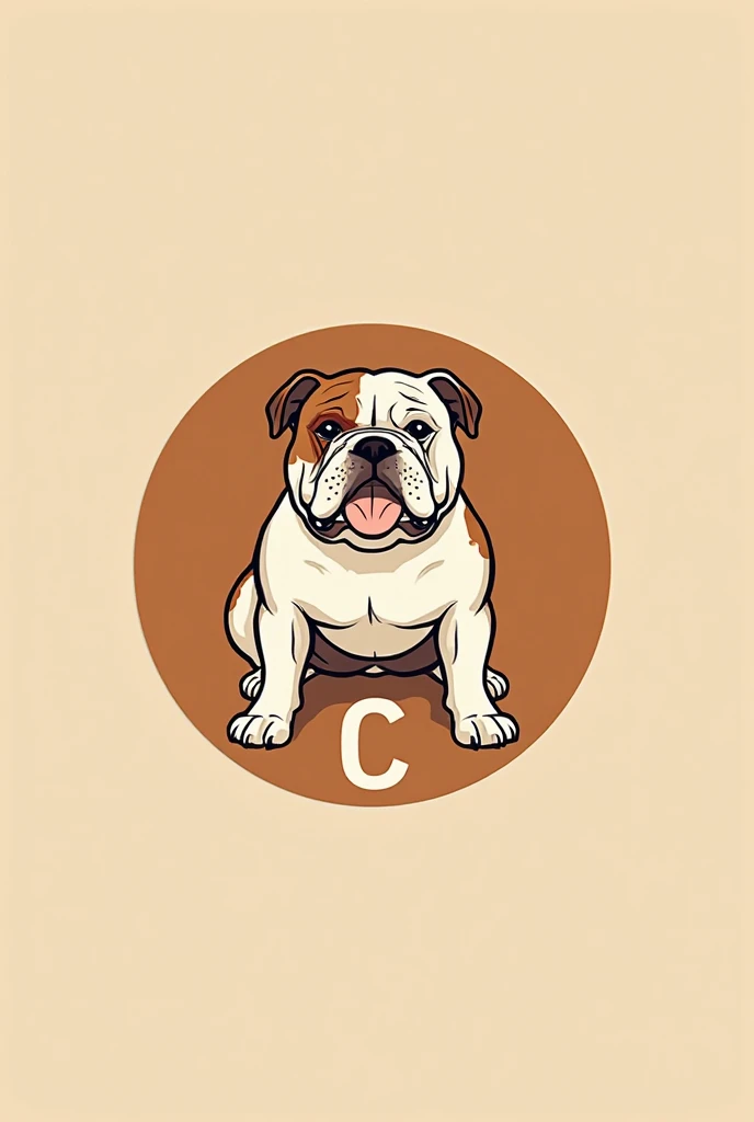 A circled logo of a Merly bull dog with the letters d and c and a light brown background