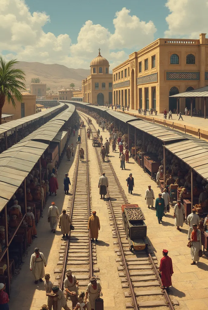 A railway station in Palestine in the 1900s 