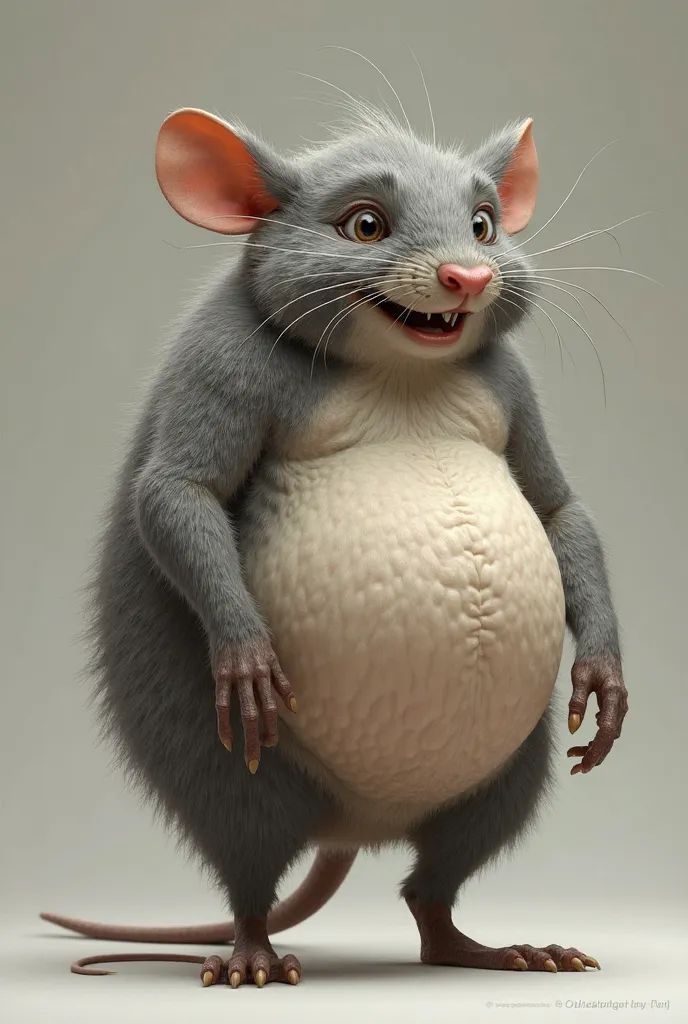 A person with the body of a fat rat 