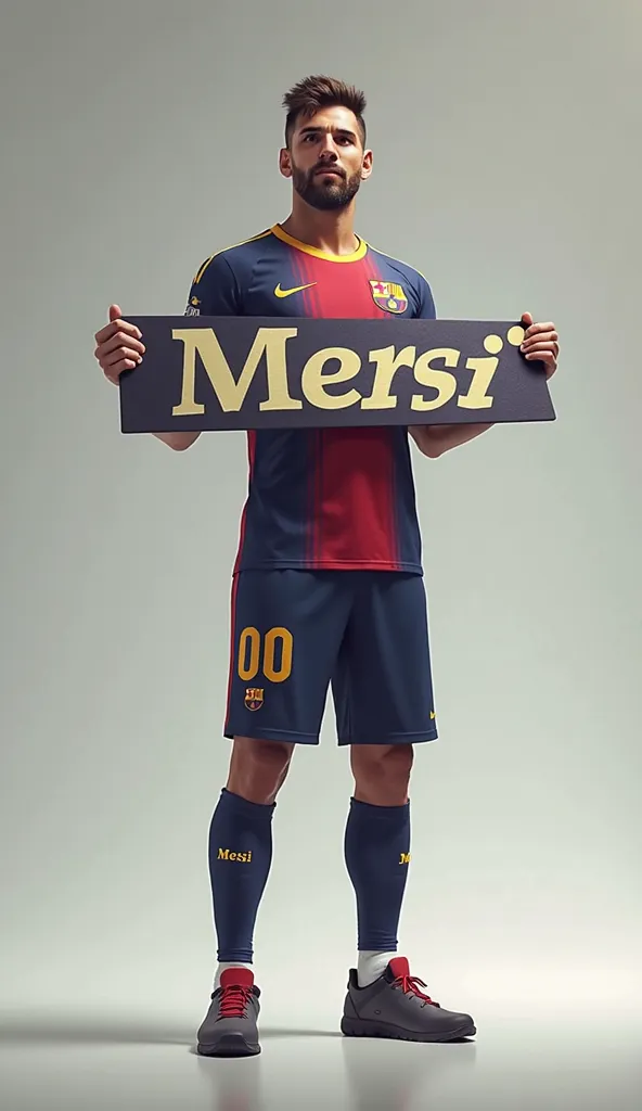 Standing with the Messi Subscribe nameplate.