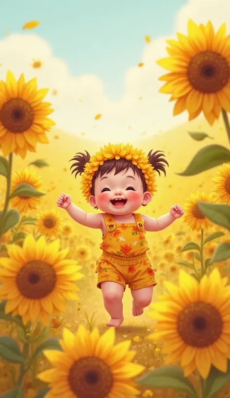 Baby dancing in a sunflower outfit 