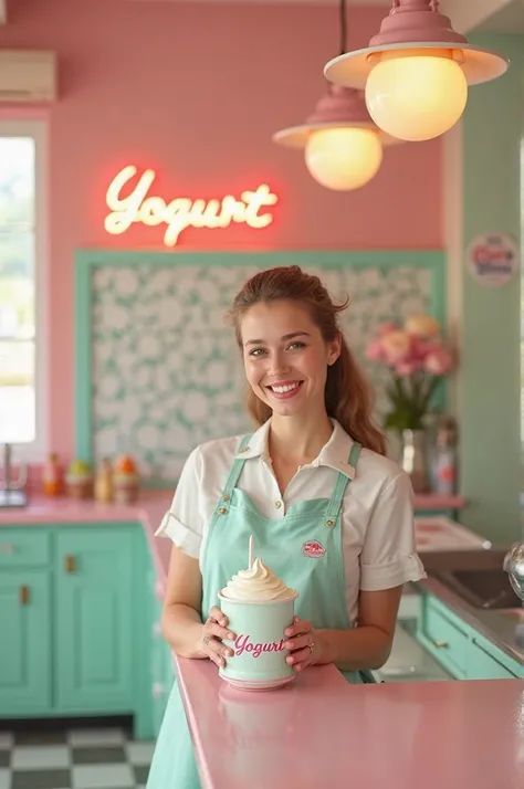 Provide me with an attractive image for my healthy yogurt store, which is called Yogurt Retro and uses pastel tones. 
