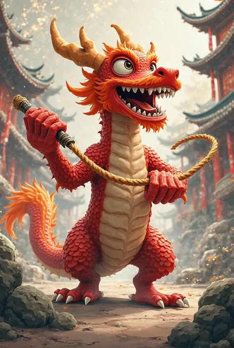 Mushu with a whip 

