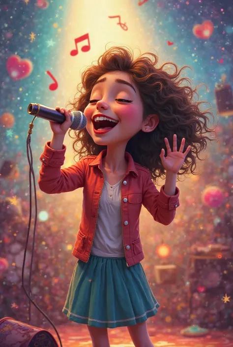 Image of a singer in a cartoon who is singing pretty