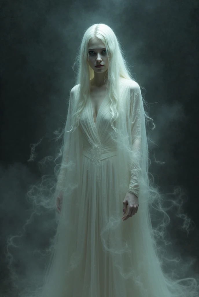 A creepy woman in white 