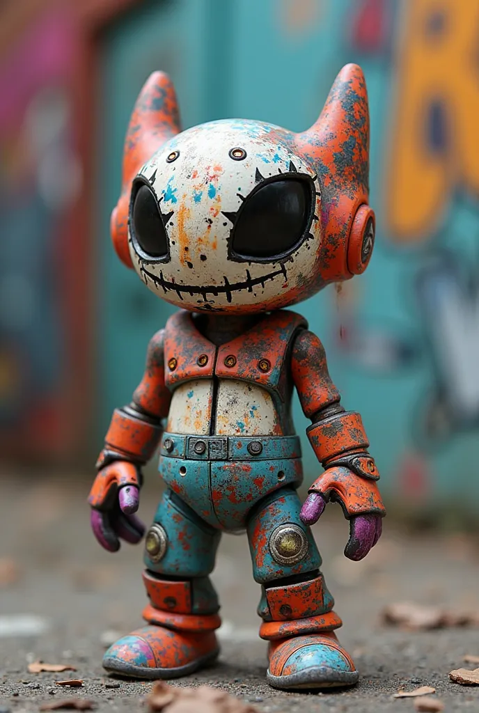 I want a image of a collectible toy that is like a graffiti kind of scheme and style and toy for like ager that  but simple still   something unique and don’t want it to look like a 