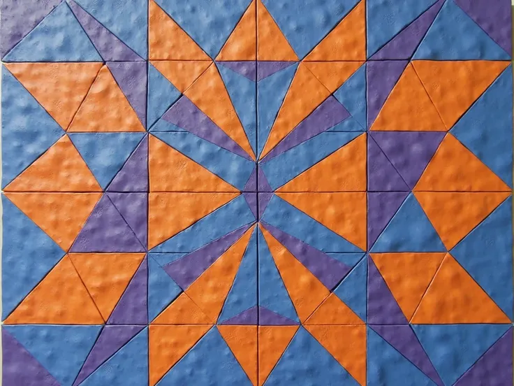 Make a well-behaved tile, exist using regular polygons where all sides and angles are equal (purple triangles, blue squares and orange hexagons), with the intersection of two tiles (always one side or vertex) and the distribution of tiles around each of Th...