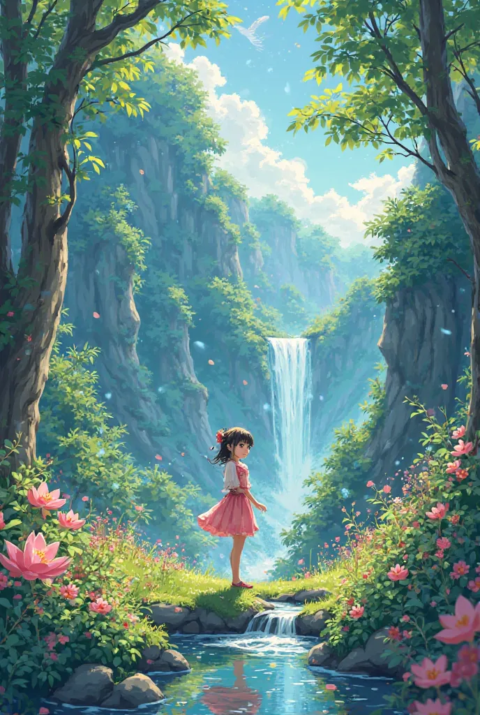 Nature scene in anime artstyle 