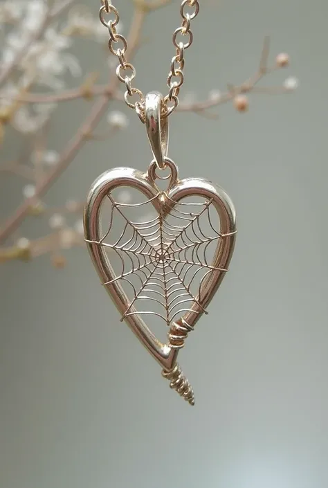 Generate heart and spider Web pendant simple