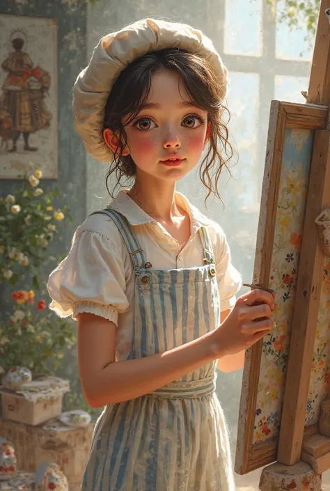 Image of a girl imitating a French painter 